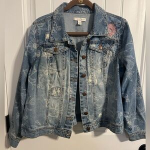 #8566. Est. 1946 Denim Women's Denim Floral Print Jacket. Size 14/16W